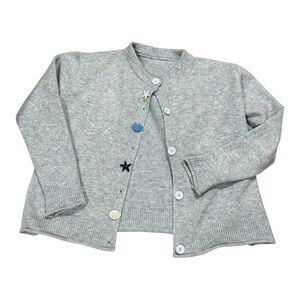 Baby Blue Ocean Coastal Statement Fitted Cardigan W/ Decorative Ocean Buttons